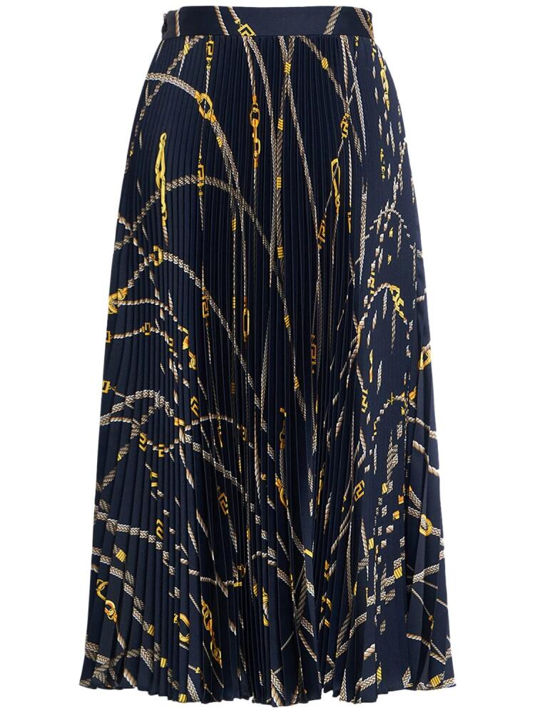 VERSACE Printed Pleated Twill Midi Skirt Cover