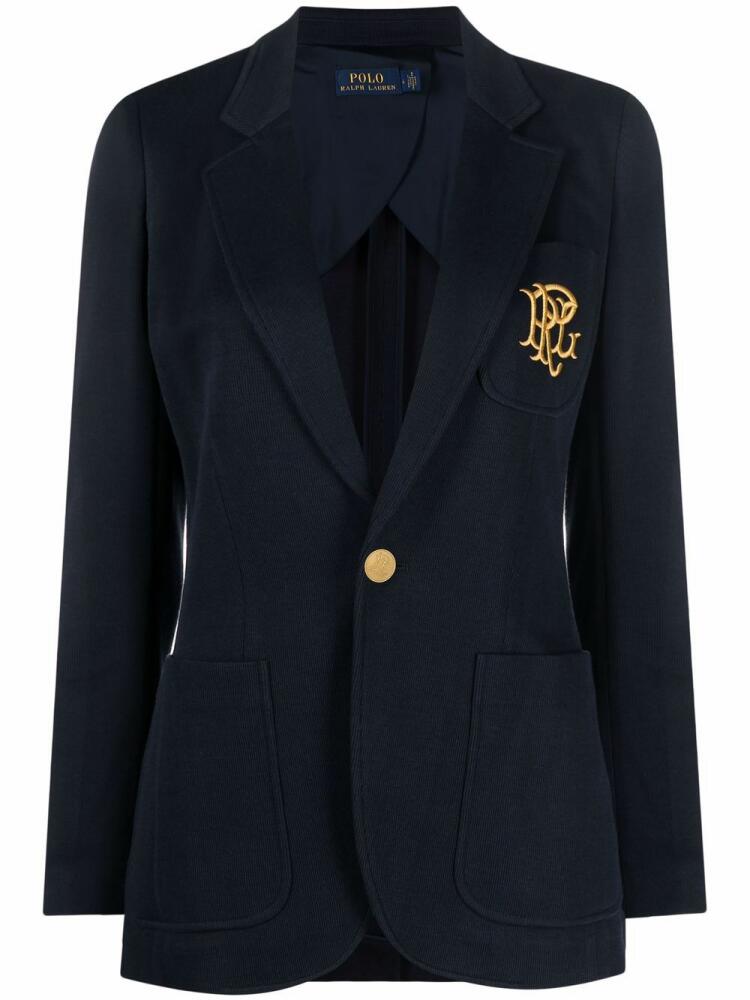 Polo Ralph Lauren embroidered-monogram double-knit blazer - Blue Cover