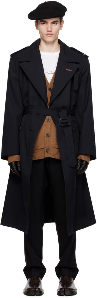 Maison Margiela Navy Belted Trench Coat Cover