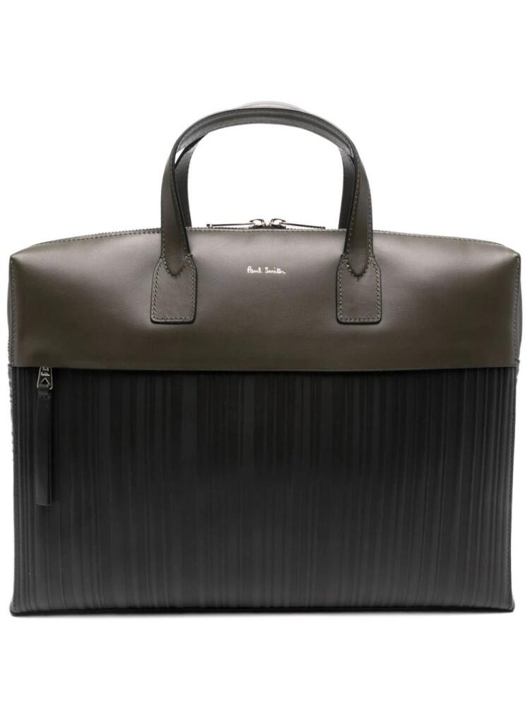 Paul Smith Shadow Stripe-embossed leather briefcase - Green Cover