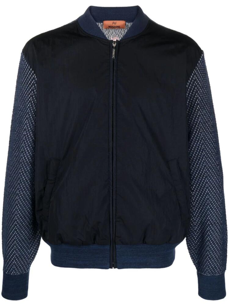 Missoni zigzag panelled bomber jacket - Blue Cover