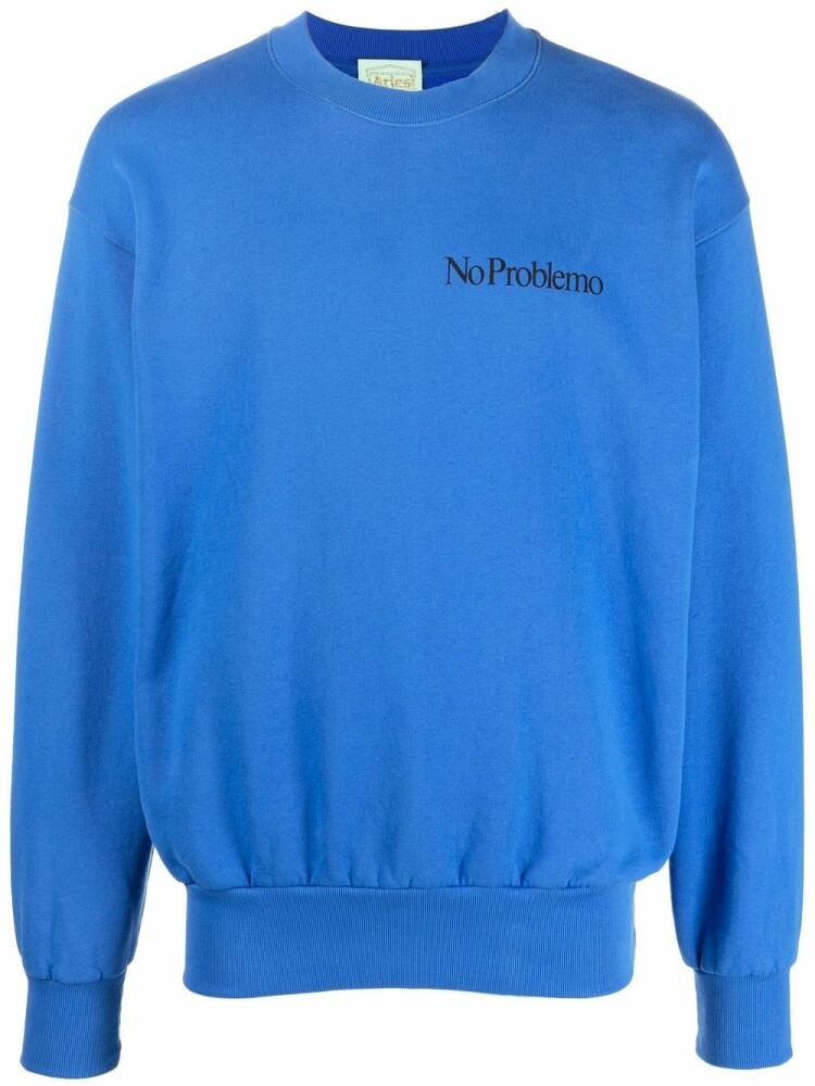 Aries logo-print crew-neck sweatshirt - Blue Cover