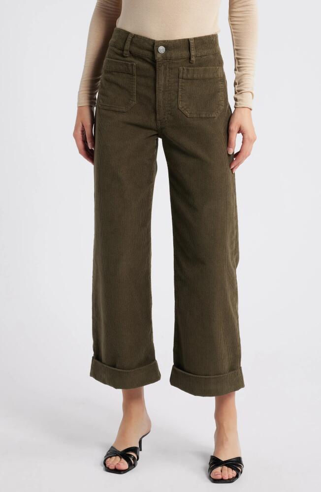 FRAME '70s Corduroy Wide Leg Pants in Rich Military Cover