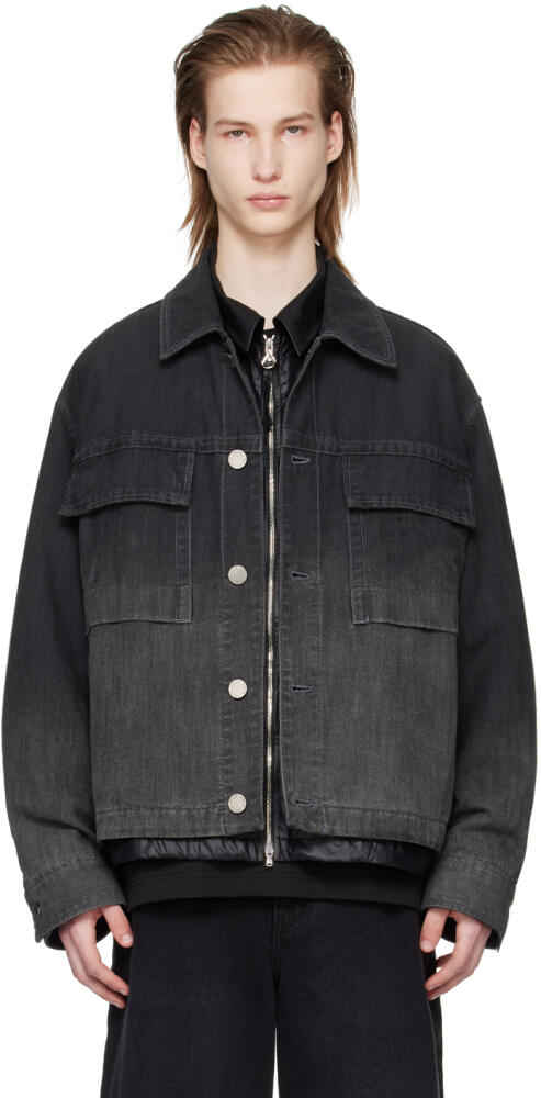 Solid Homme Black Faded Denim Jacket Cover