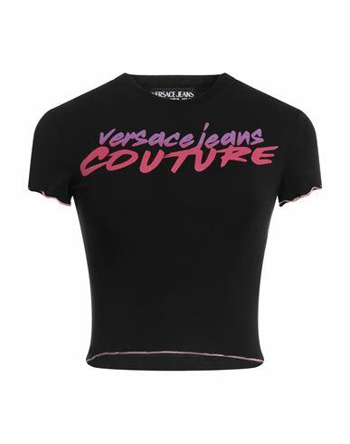 Versace Jeans Couture Woman T-shirt Black Cotton, Elastane Cover