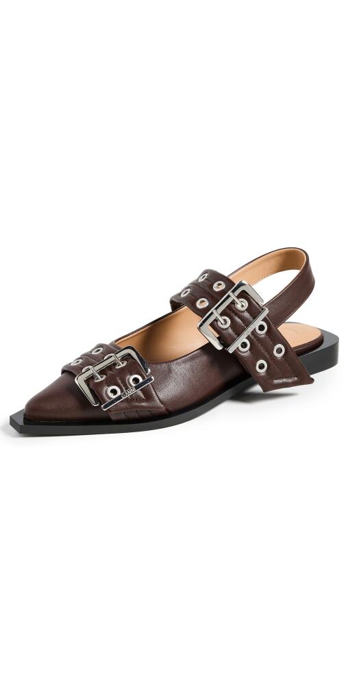 GANNI Buckle Ballerina Flats Chocolate Fondant Cover