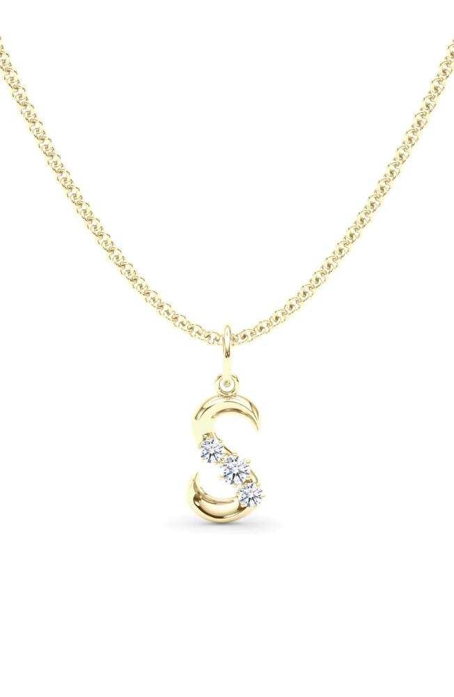 HauteCarat Graduated Lab Created Diamond Initial Letter Pendant Necklace in S - 18K Yellow Gold Cover