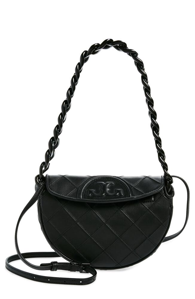 Tory Burch Mini Fleming Soft Crescent Shoulder Bag in Black Cover