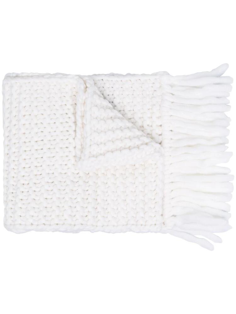 FENDI logo-embroidered oversize scarf - White Cover