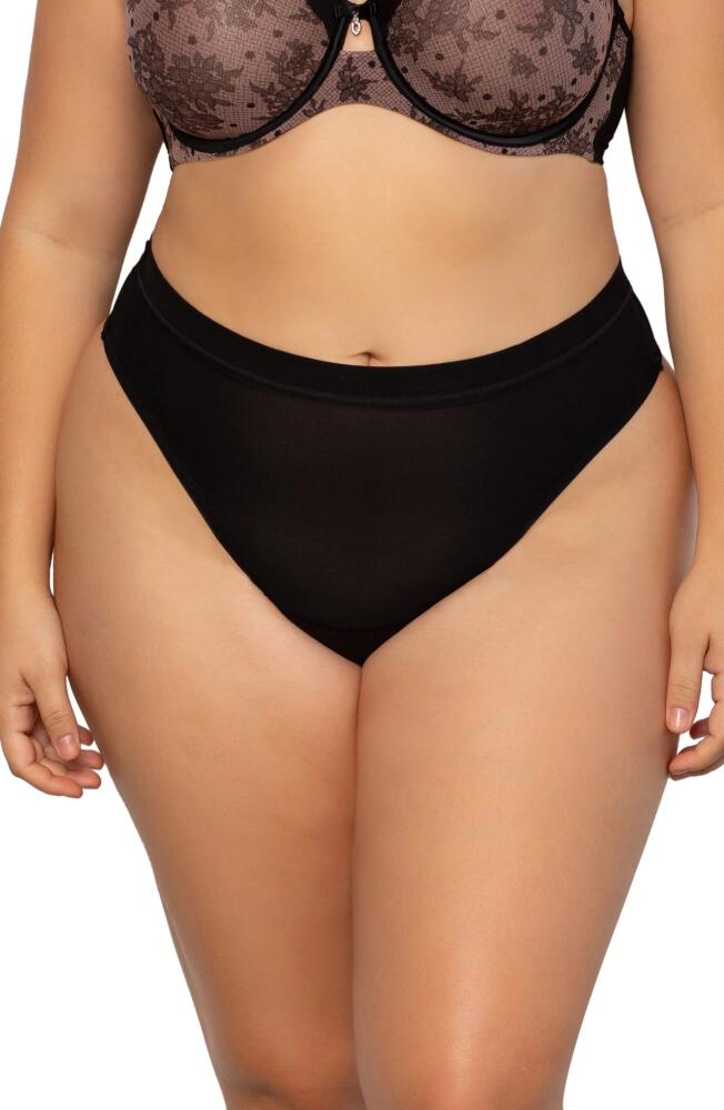 Curvy Couture High Cut Mesh Thong in Black Hue Cover