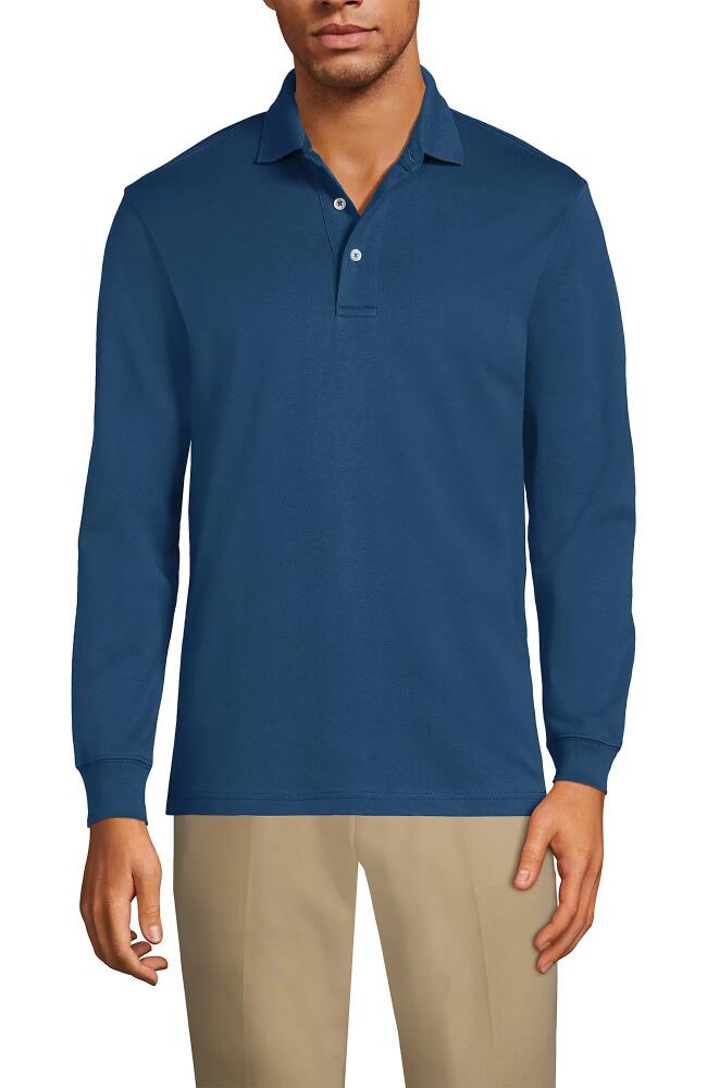 Lands' End Long Sleeve Cotton Supima Polo Shirt in Evening Blue Cover