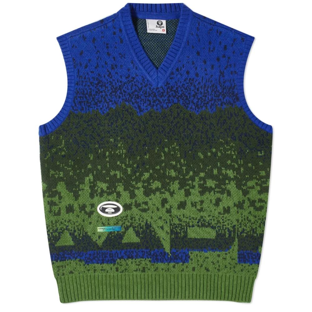 Men's AAPE Skate Logo Knit Vest in Blue (Green) Cover