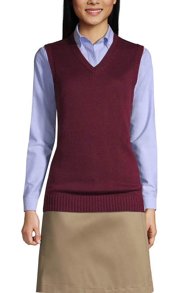 Lands' End School Uniform Cotton Modal Sweater Vest in Burgundy Cover