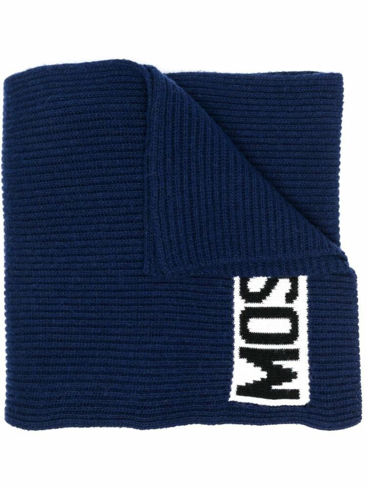 Moschino logo-intarsia ribbed scarf - Blue Cover