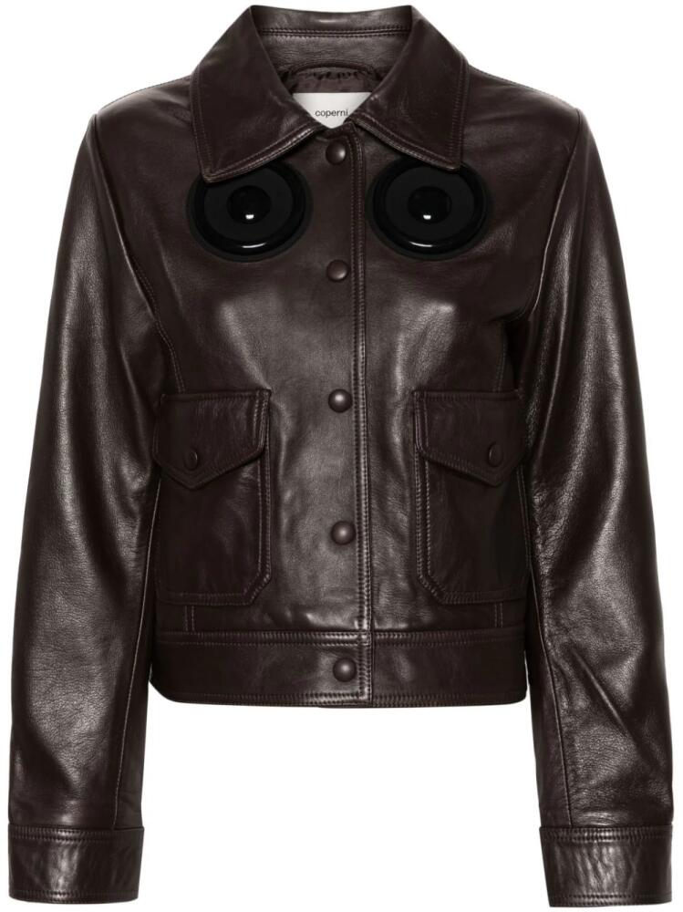 Coperni appliqué-detail leather jacket - Brown Cover