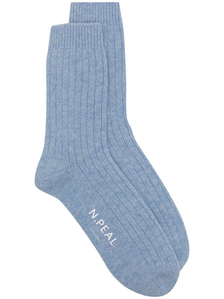 N.Peal ribbed cashmere socks - Blue Cover