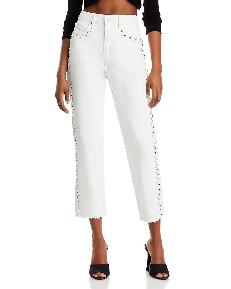 Aqua Studded Straight Jeans in White - Exclusive Cover