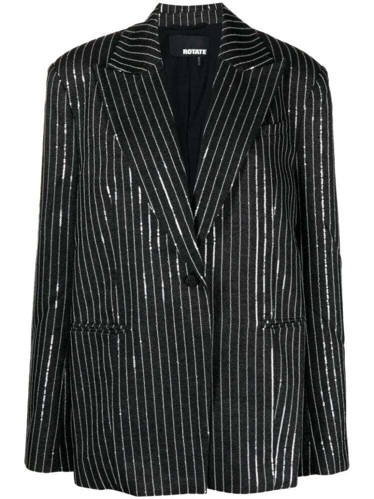 ROTATE BIRGER CHRISTENSEN sequinned striped single-breasted blazer - Black Cover