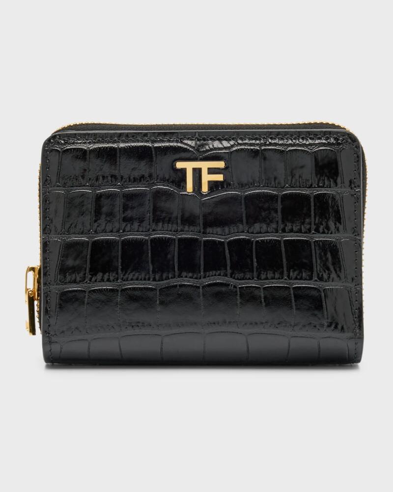 TOM FORD TF Compact Zipped Wallet in Stamped Croc Leather Cover