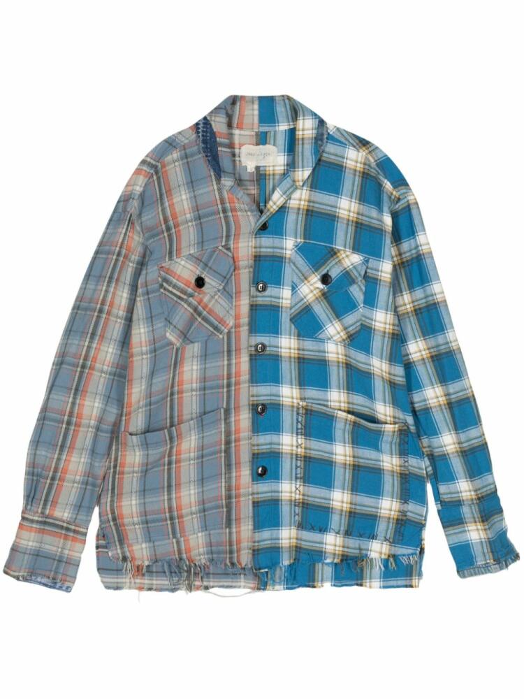 Greg Lauren plaid patchwork shirt - Blue Cover