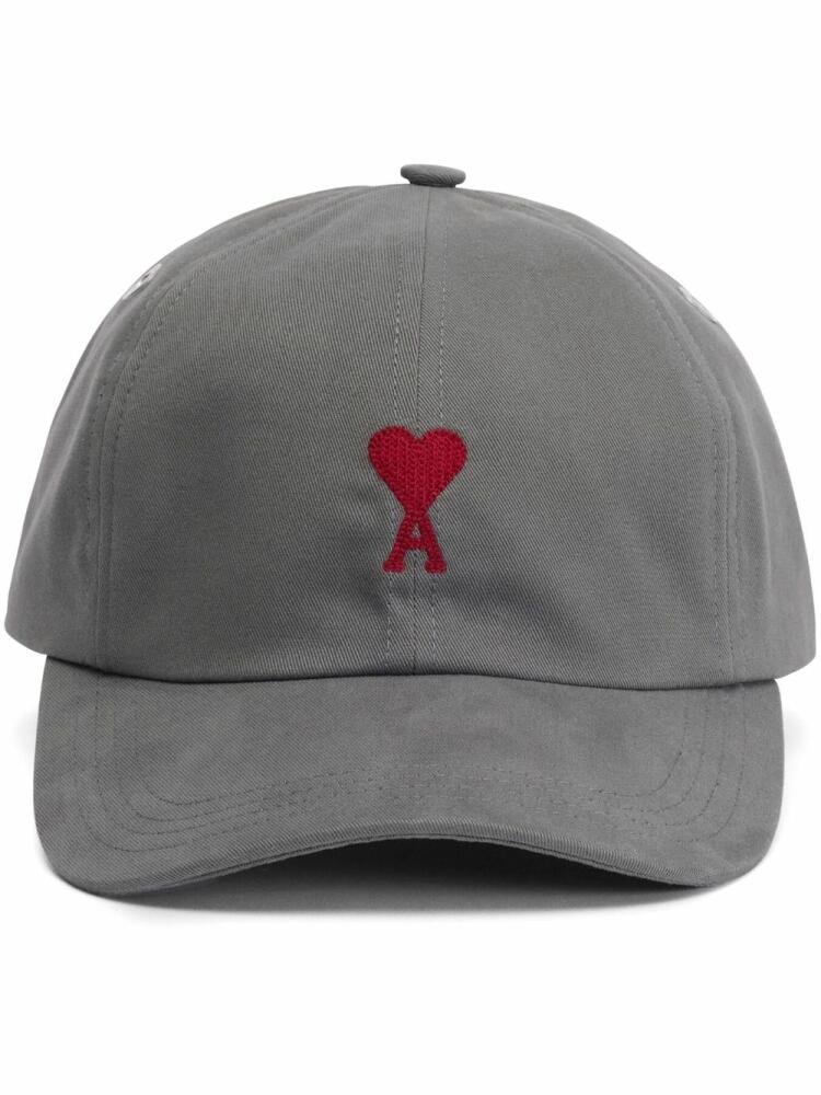 AMI Paris logo-embroidered cotton cap - Grey Cover