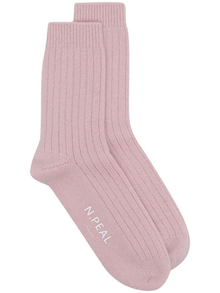 N.Peal ribbed cashmere socks - Pink Cover