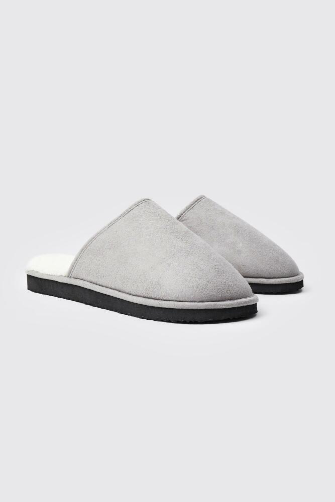 boohoo Mens Sherpa Lined Slipper - Grey Cover