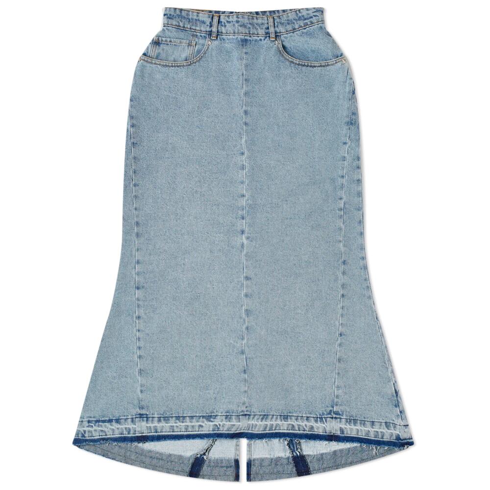 3.Paradis Women's Long Denim Skirt in Washed Blue Cover