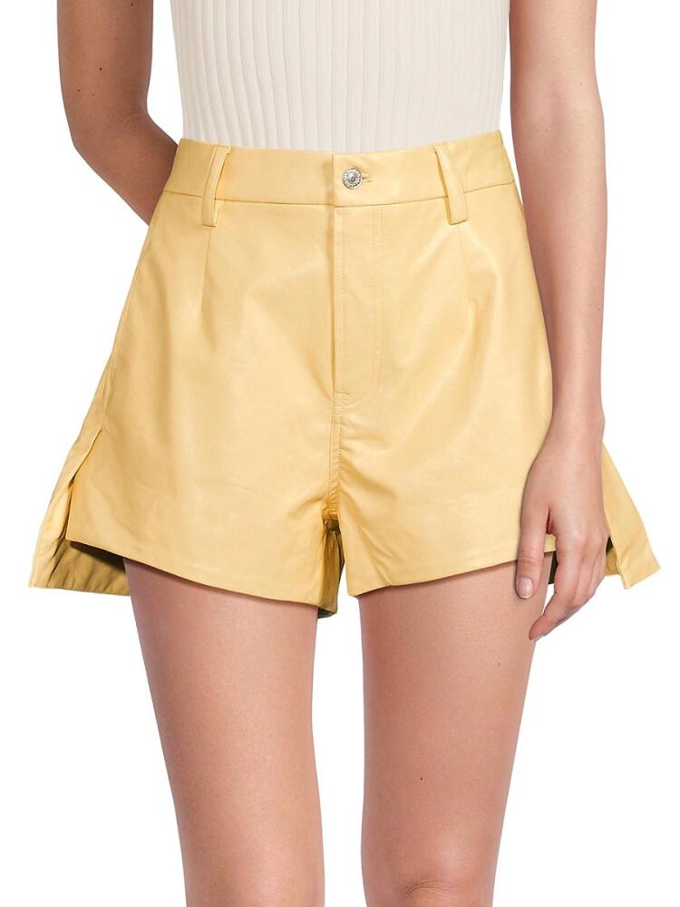 7 For All Mankind Women's Jojoba Faux Leather Shorts - Jojoba Yellow Cover