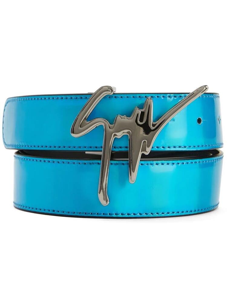 Giuseppe Zanotti signature-buckle leather belt - Blue Cover