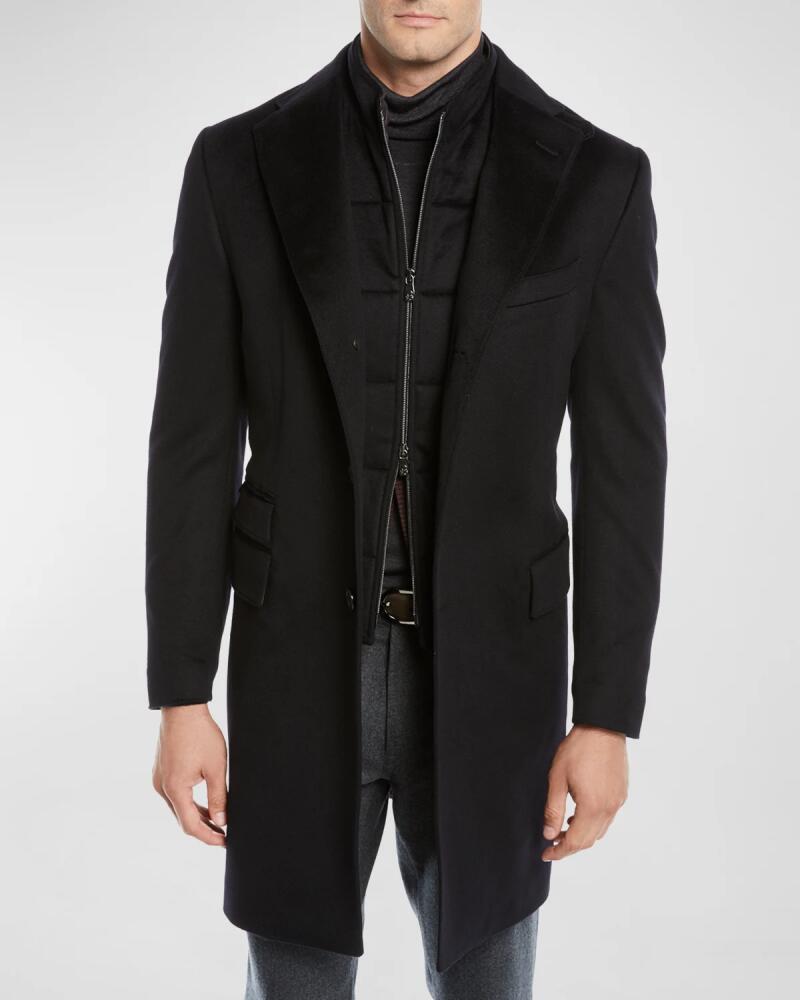 Corneliani Men's ID Wool Top Coat, Black Cover