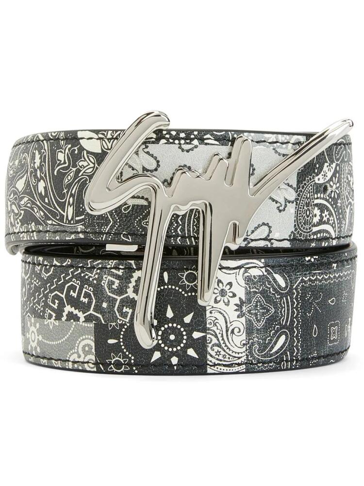 Giuseppe Zanotti paisley-print leather belt - Black Cover