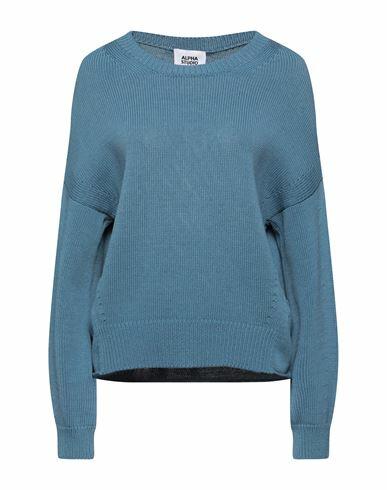 Alpha Studio Woman Sweater Slate blue Cotton Cover