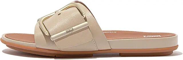 FitFlop Gracie Maxi-Buckle Leather Slides (Stone Beige) Women's Sandals Cover