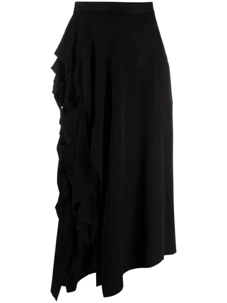 Yohji Yamamoto ruffled-detail asymmetric maxi skirt - Black Cover