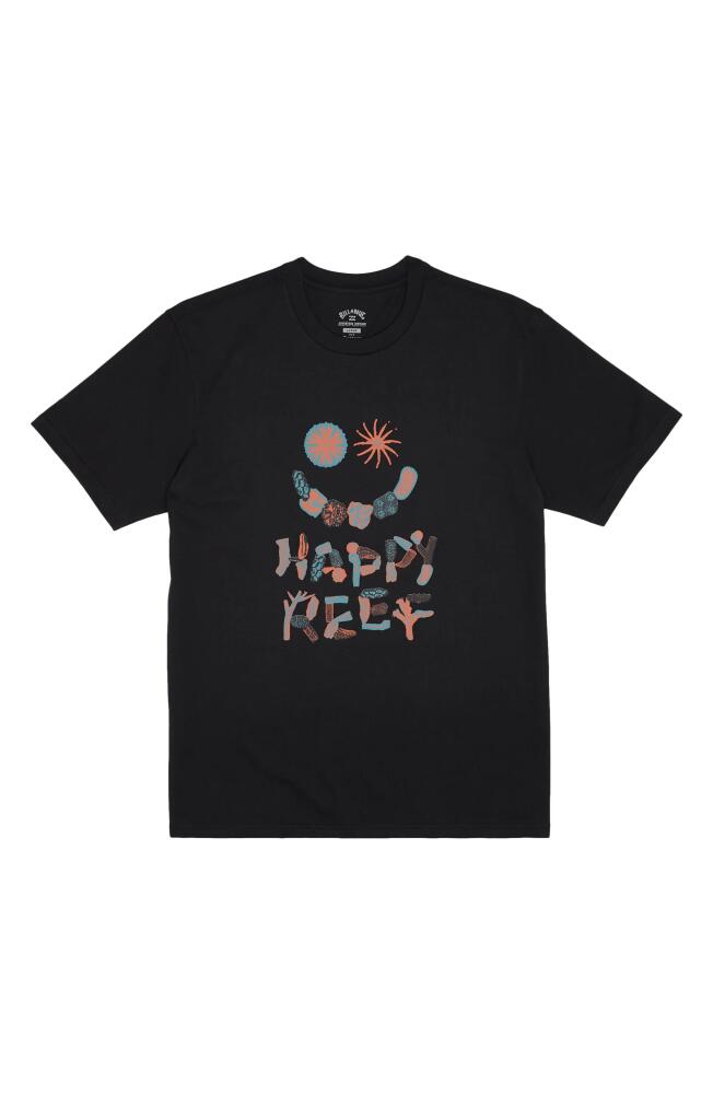 Billabong Happy Reef Organic Cotton Graphic T-Shirt in Washed Black Cover