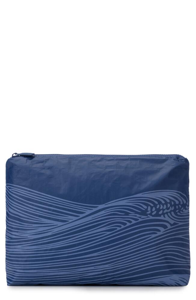 Aloha Collection Medium Water Resistant Tyvek® Zip Pouch in Current On Navy Cover