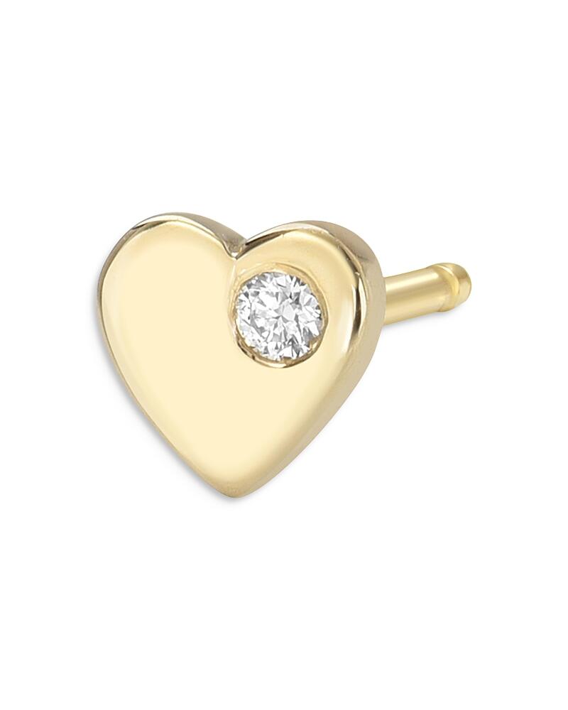 Zoe Lev 14K Yellow Gold Diamond Tiny Heart Stud Earring Cover