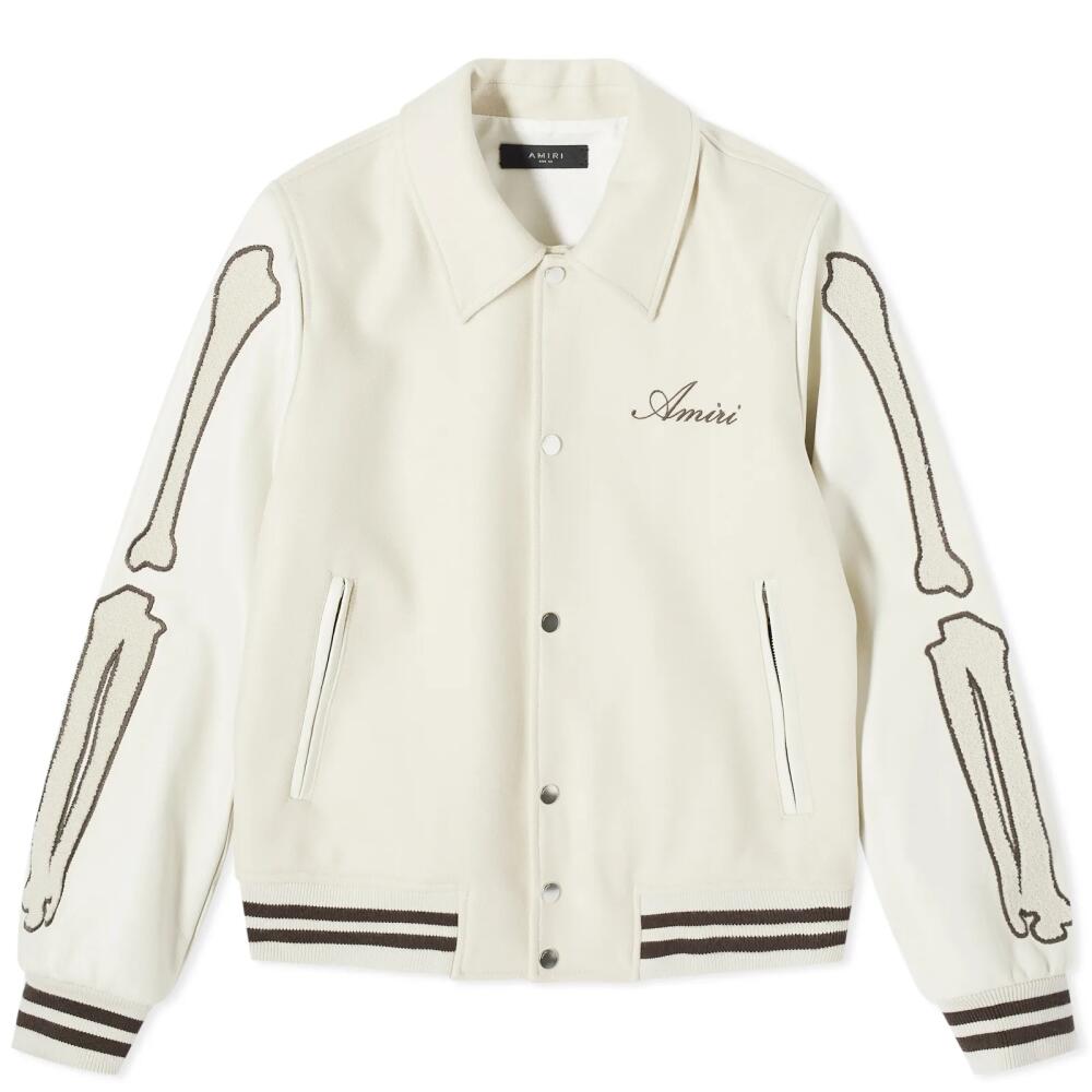 AMIRI Men's Bones Varsity Jacket in Alabaster Cover