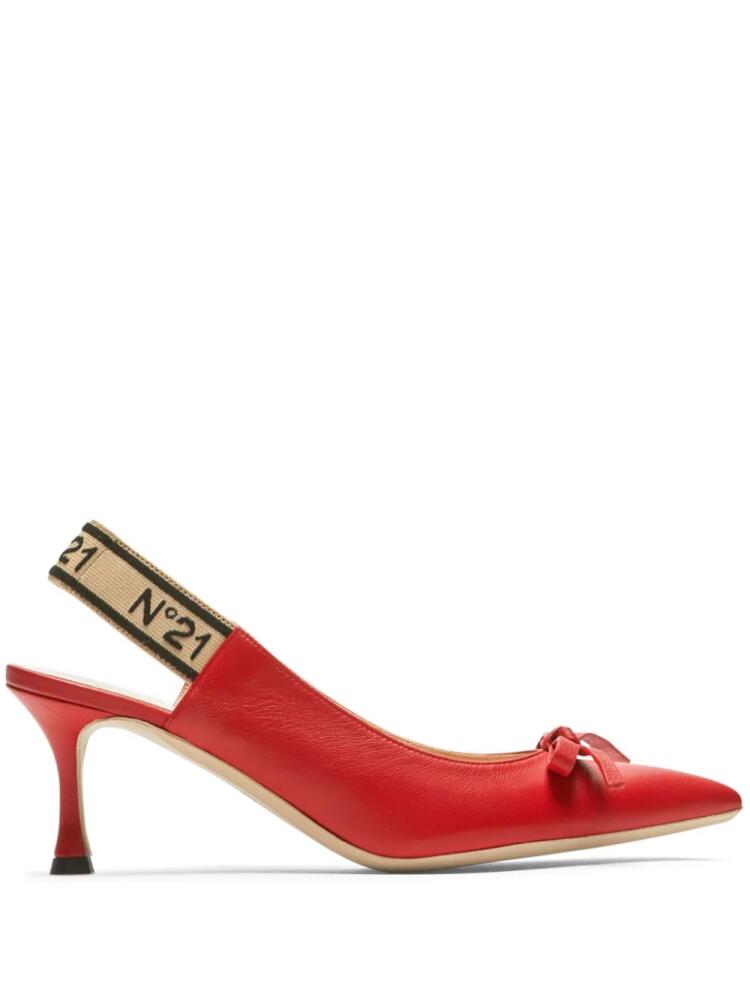 Nº21 60mm bow slingback pumps - Red Cover