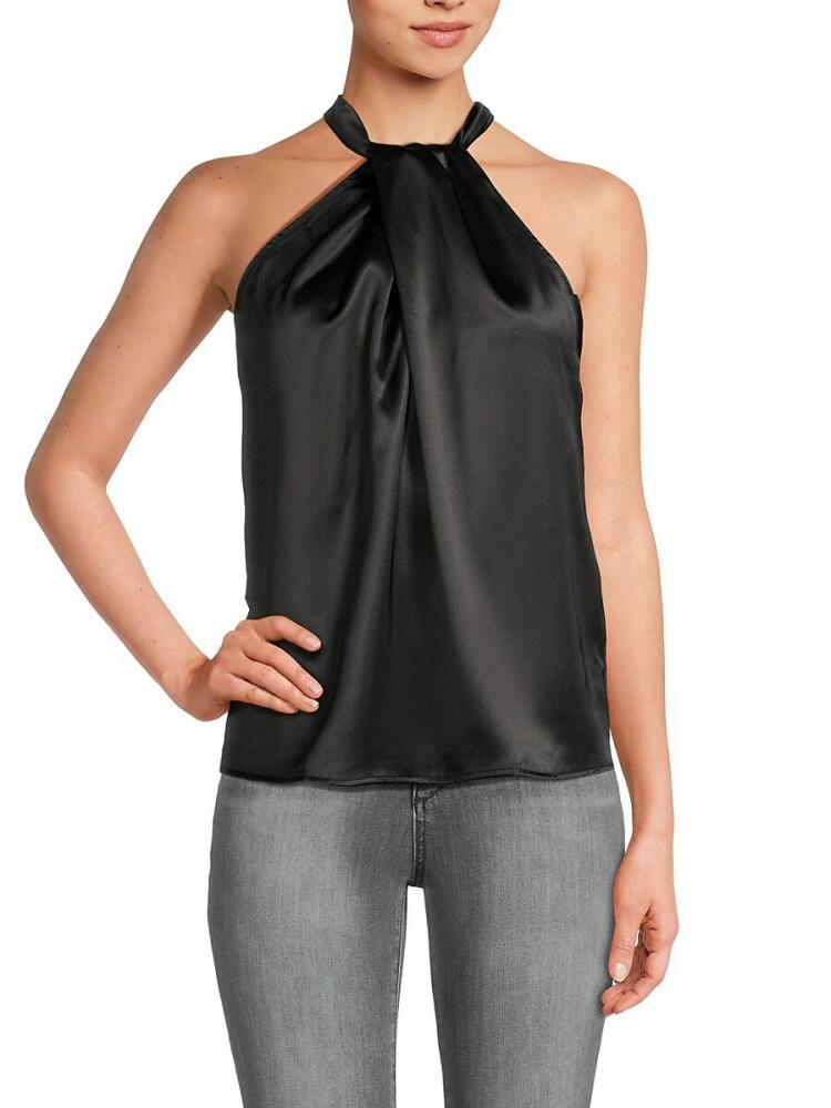 gibsonlook Women's Satin Twisted Top - Black Cover