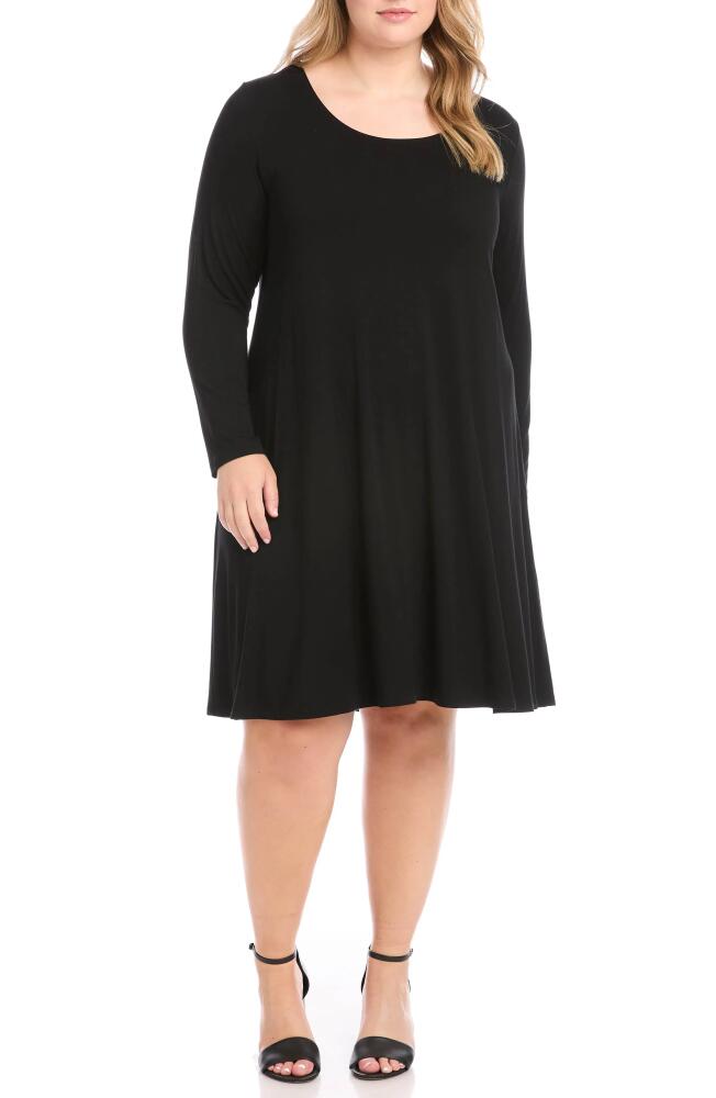 Karen Kane Maggie Long Sleeve Jersey Trapeze Dress in Black Cover