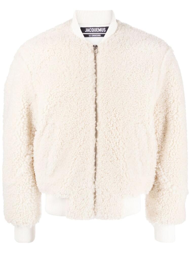 Jacquemus Le Blouson Pilou shearling bomber jacket - White Cover