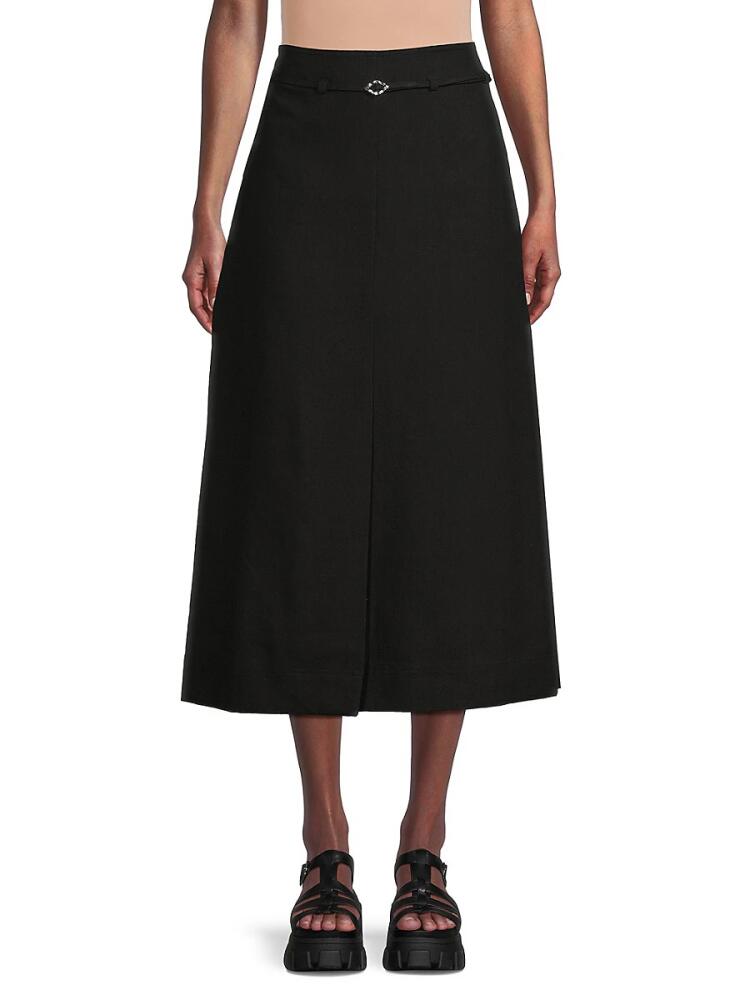 Ganni Women's Belted Midi Skirt - Black Cover