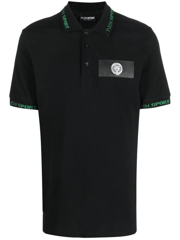 Plein Sport logo-patch polo shirt - Black Cover