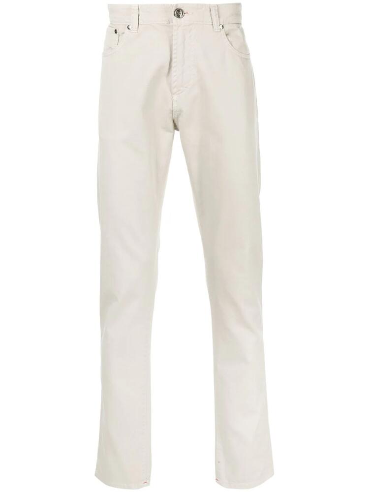 Isaia contrast-trim straight trousers - Neutrals Cover