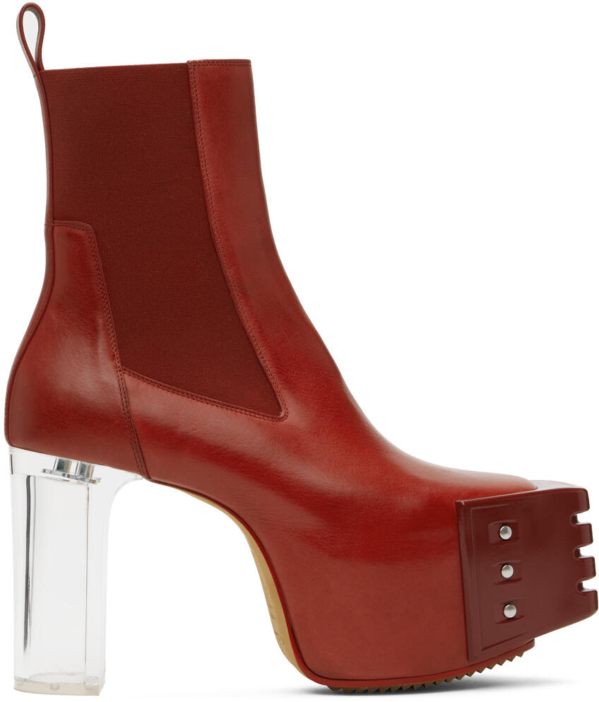 Rick Owens Red Grilled Platforms 45 Chelsea Boots Cover