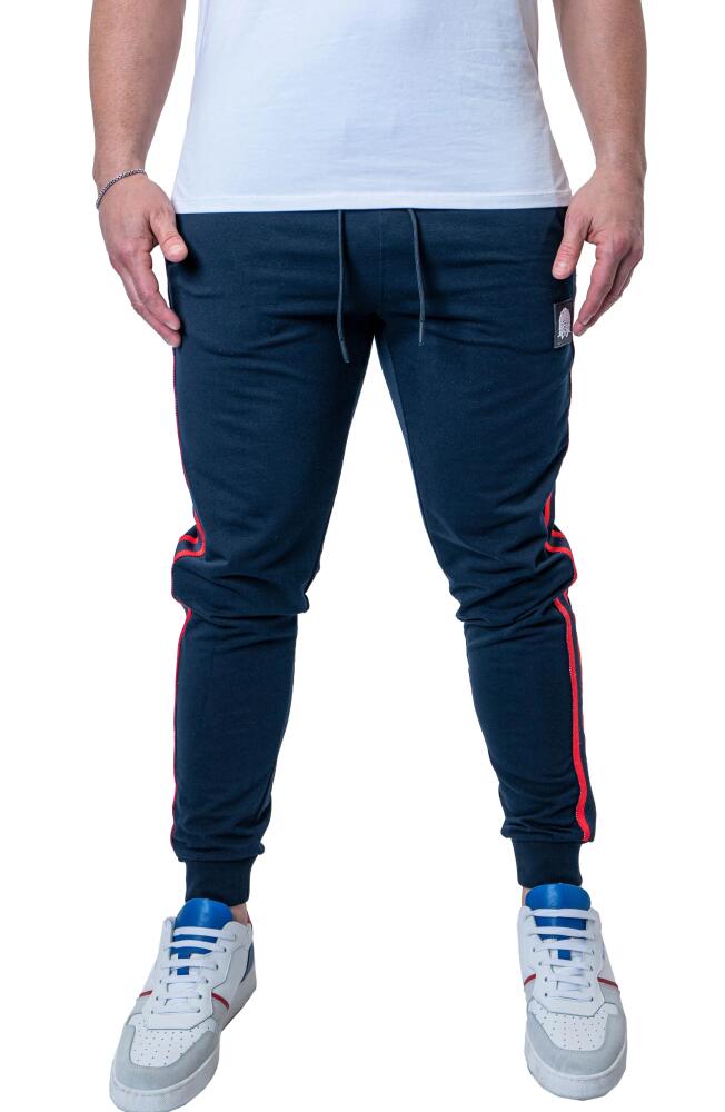 Maceoo Leo Logo Stripe Joggers in Blue Cover