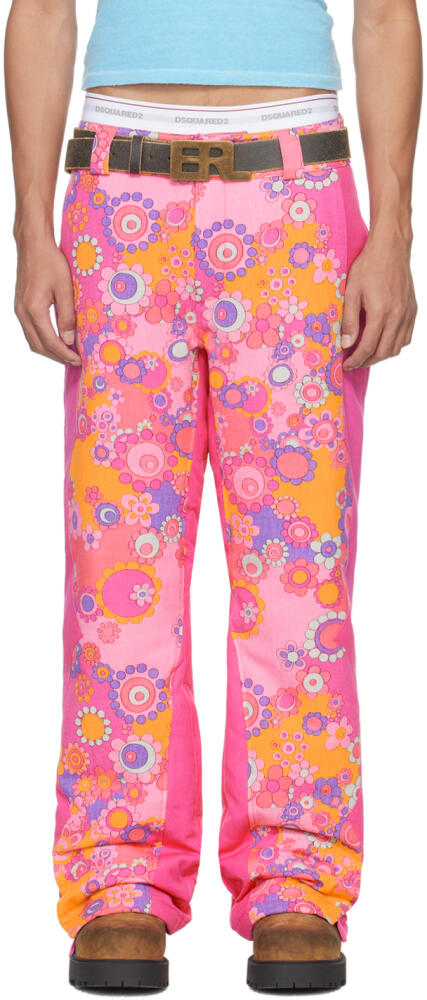 ERL Pink Floral Down Trousers Cover