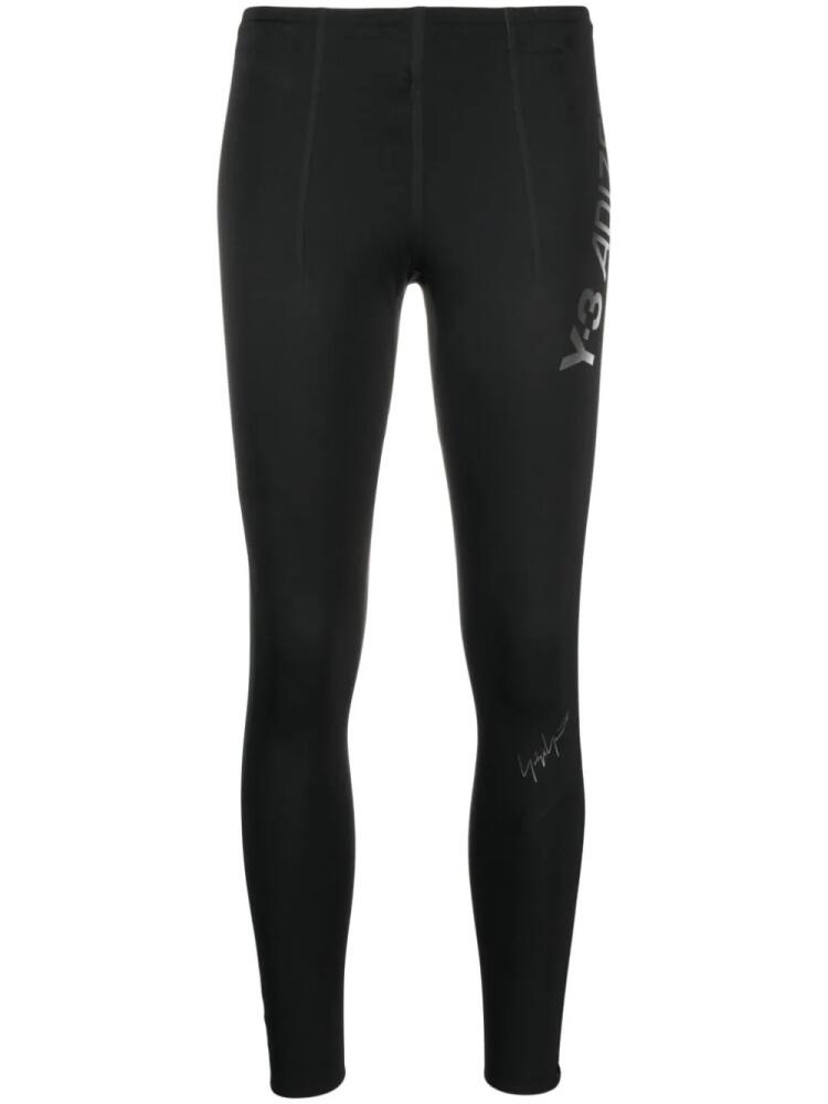 Y-3 logo-print running leggings - Black Cover